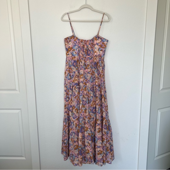 ZIMMERMANN Floral Print Cutout Strapless Tiered Midi Dress in Purple Floral - Picture 8 of 13